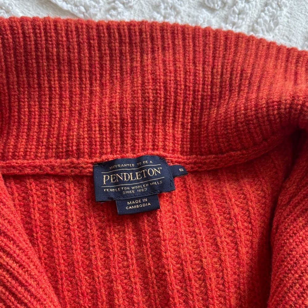 Pendleton Orange Quarter-Zip Ribbed Wool Turtlene… - image 2